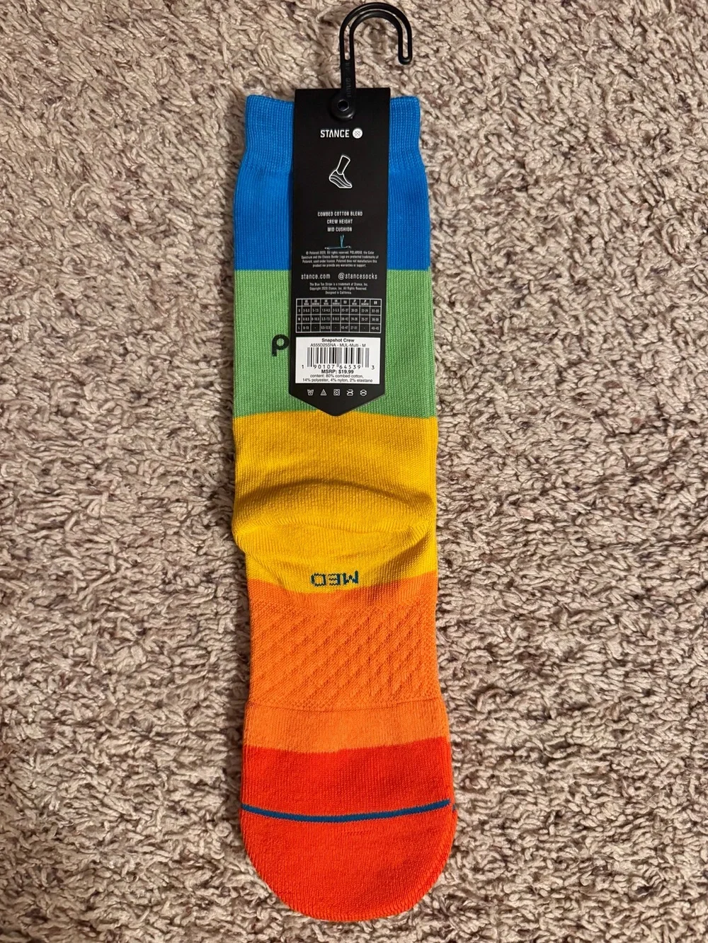 NWT Stance x Polaroid Colorblock Multi-color Crew Socks Men’s Medium
